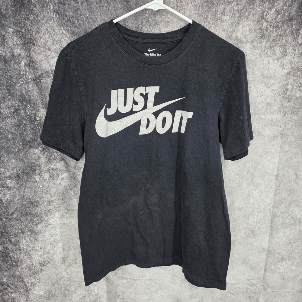 Nike Shirt Men's Small Black Just Do It Swoosh Short Sleeve